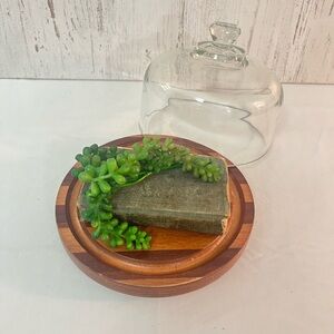 Vintage cheese dome goodwood glass wood covered decor serving